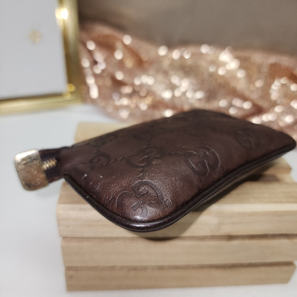 Authentic Gucci Guccissima Brown Leather Keychain Pouch With Retail Bag - Picture 6 of 17